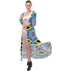 Yellow And Blue Ovals                                        Maxi Chiffon Beach Wrap