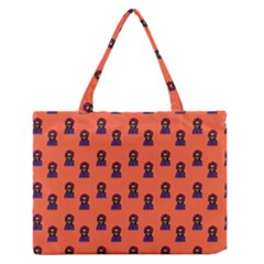 Nerdy 60s  Girl Pattern Orange Zipper Medium Tote Bag by snowwhitegirl