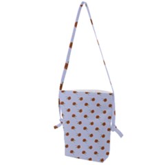 Peach Rose Blue Folding Shoulder Bag by snowwhitegirl