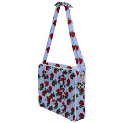 Red Roses Light Blue Cross Body Office Bag by snowwhitegirl