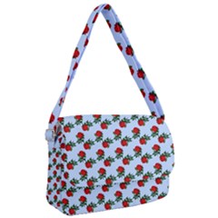 Red Roses Light Blue Courier Bag by snowwhitegirl