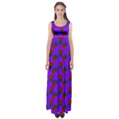 Red Roses Blue Purple Empire Waist Maxi Dress by snowwhitegirl