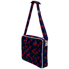 Red Roses Dark Blue Cross Body Office Bag by snowwhitegirl