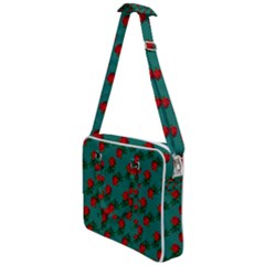 Red Roses Teal Green Cross Body Office Bag by snowwhitegirl