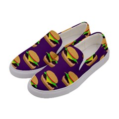 Burger Pattern Women s Canvas Slip Ons by bloomingvinedesign