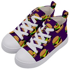 Burger Pattern Kids  Mid-top Canvas Sneakers by bloomingvinedesign