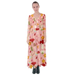 Floral Surface Pattern Design Button Up Maxi Dress