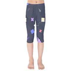 Memphis Pattern With Geometric Shapes Kids  Capri Leggings  by Vaneshart