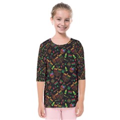 Seamless Pattern Kwanzaa With Traditional Colored Candles Kids  Quarter Sleeve Raglan Tee