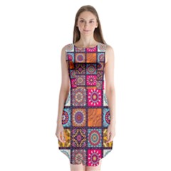 Mandala Pattern Sleeveless Chiffon Dress  