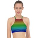 Dark Rainbow Stripes Racer Front Bikini Top View1