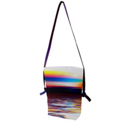 Lake Sea Water Wave Sunset Folding Shoulder Bag by HermanTelo