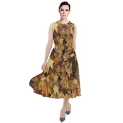 Late October Leaves 3 Round Neck Boho Dress