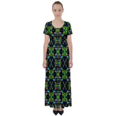 Abstract 1 High Waist Short Sleeve Maxi Dress