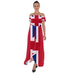 Uk Flag Off Shoulder Open Front Chiffon Dress by FlagGallery