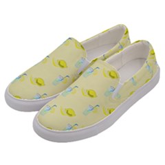 Lemonade Polkadots Men s Canvas Slip Ons by bloomingvinedesign