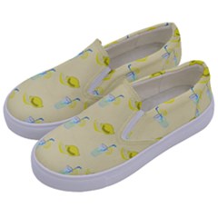 Lemonade Polkadots Kids  Canvas Slip Ons by bloomingvinedesign