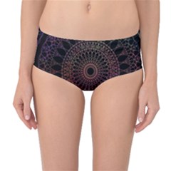 Mandala Fractal Pattern Mid-waist Bikini Bottoms