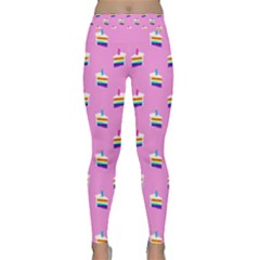 Rainbow Birthday Cake Pattern2 Classic Yoga Leggings by bloomingvinedesign