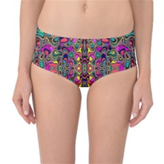 Abstract-a-7 Mid-waist Bikini Bottoms