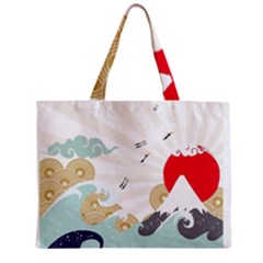 Mountain Sun Japanese Illustration Zipper Mini Tote Bag by Vaneshart