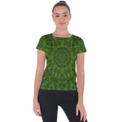 Fauna Nature Ornate Leaf Short Sleeve Sports Top  by pepitasart