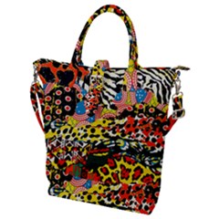 Ethnic Patchwork Buckle Top Tote Bag by AyokaDesigns