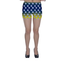 English Breakfast Yellow Pattern Blue Ombre Skinny Shorts by snowwhitegirl