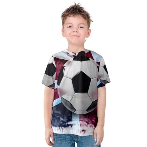 Soccer Ball With Great Britain Flag Kids  Cotton Tee by Vaneshart