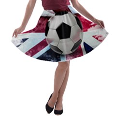 Soccer Ball With Great Britain Flag A-line Skater Skirt by Vaneshart