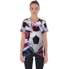 Soccer Ball With Great Britain Flag Cut Out Side Drop Tee by Vaneshart