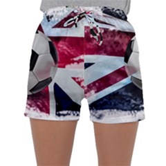 Soccer Ball With Great Britain Flag Sleepwear Shorts by Vaneshart