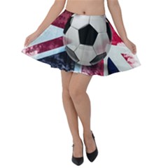 Soccer Ball With Great Britain Flag Velvet Skater Skirt by Vaneshart