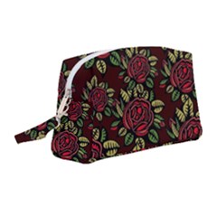 Flower Seamless Tile Background Wristlet Pouch Bag (medium)