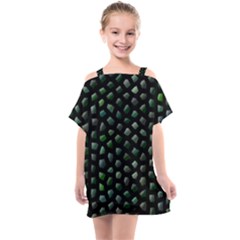 Abstract Green Design Scales Kids  One Piece Chiffon Dress