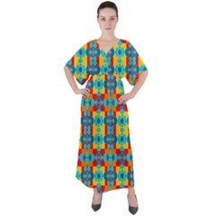 Pop Art  V-neck Boho Style Maxi Dress by Sobalvarro