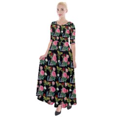 Vintage Can Floral Half Sleeves Maxi Dress by snowwhitegirl