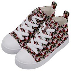 Vintage Hippie Girl Pattern Pnk Kids  Mid-top Canvas Sneakers by snowwhitegirl