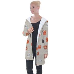 Cat Faces Pattern Longline Hooded Cardigan by Vaneshart