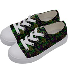 Neon Fruit Seamless Pattern Kids  Low Top Canvas Sneakers