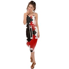 Black And Red Multi Direction Waist Tie Cover Up Chiffon Dress by Vaneshart