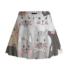 Hand Draw Cats Seamless Pattern Mini Flare Skirt by Vaneshart