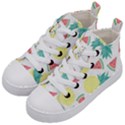 Vector Seamless Pattern With Pineapples Kids  Mid-Top Canvas Sneakers View2