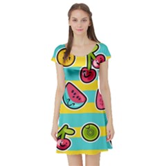 Summer Fruits Patterns Short Sleeve Skater Dress by Vaneshart