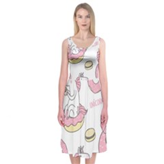 Unicorn Seamless Pattern Background Vector (1) Midi Sleeveless Dress by Sobalvarro