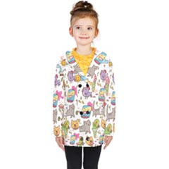 Set Kawaii Doodles Kids  Double Breasted Button Coat by Vaneshart