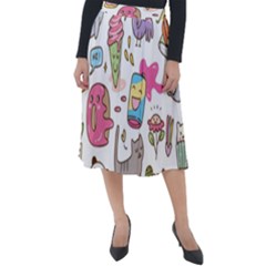 Set Kawaii Doodles Classic Velour Midi Skirt  by Vaneshart