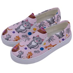 Cat Seamless Pattern Kids  Canvas Slip Ons by Vaneshart