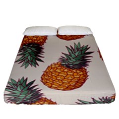 Seamless Pattern With Vector Illustrations Pineapples Fitted Sheet (queen Size)