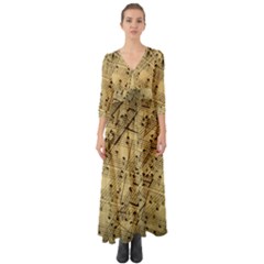 Music Nuts Sheet Button Up Boho Maxi Dress by Mariart